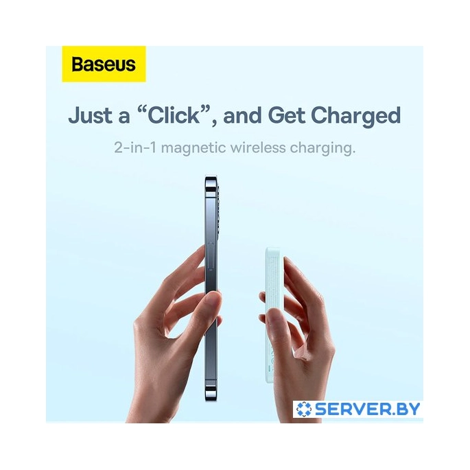 Внешний аккумулятор Baseus Magnetic Wireless PPCX020002 6000mAh (белый). Фото3