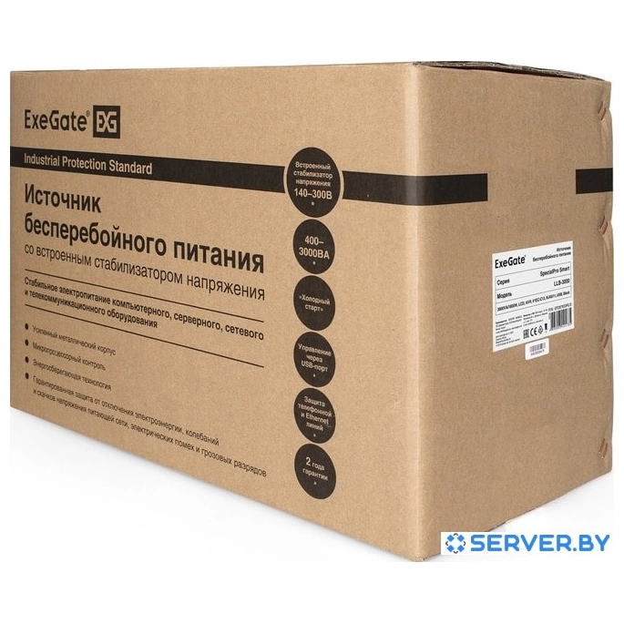 Источник бесперебойного питания ExeGate SpecialPro Smart LLB-3000.LCD.AVR.EURO.RJ.USB. Фото3