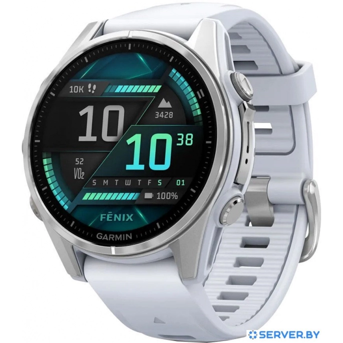 Умные часы Garmin Fenix 8 43мм (серебристый, белый ремешок). Фото1
