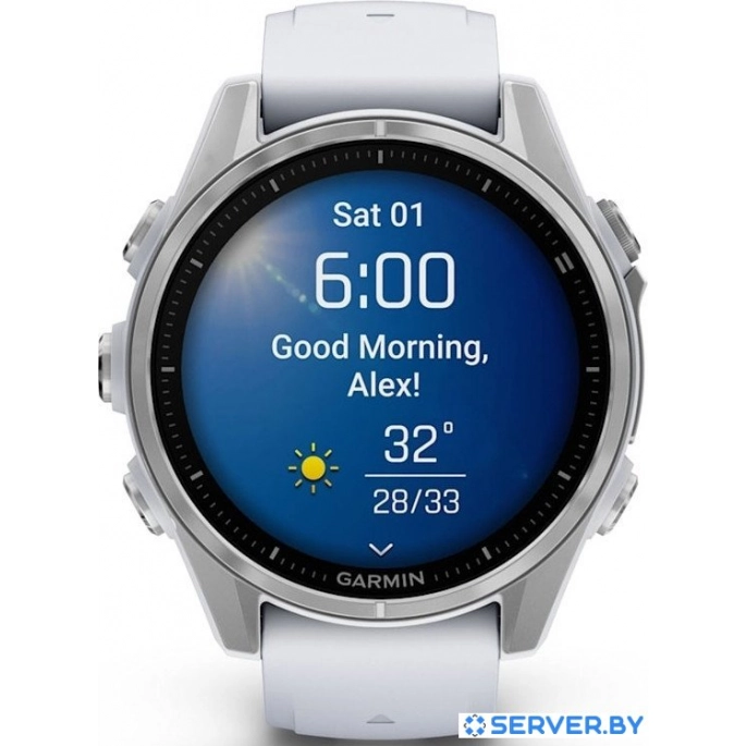 Умные часы Garmin Fenix 8 43мм (серебристый, белый ремешок). Фото3
