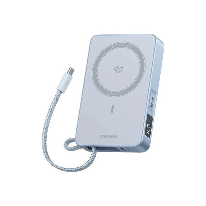 Внешний аккумулятор Ugreen MagFlow PB773 10000mAh (голубой). Фото1