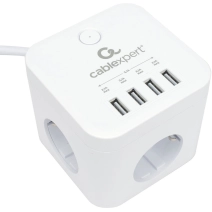 Сетевой фильтр Cablexpert CUBE-3-U4-W-1.5