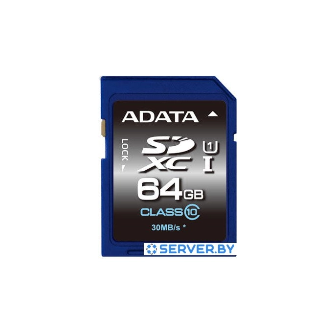 Карта памяти A-Data Premier SDXC UHS-I (Class 10) 64GB (ASDX64GUICL10-R). Фото1