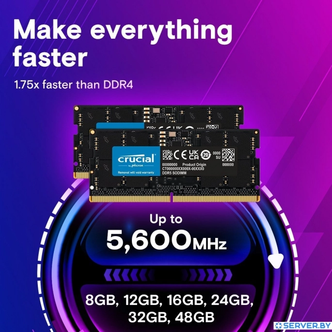 Оперативная память Crucial 8ГБ DDR5 SODIMM 5600 МГц CT8G56C46S5. Фото4