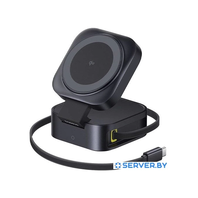 Сетевое зарядное Baseus PicoGo Series 2-in-1 Magnetic Wireless Charger Qi2 67W P10276800123-00 (черный). Фото1