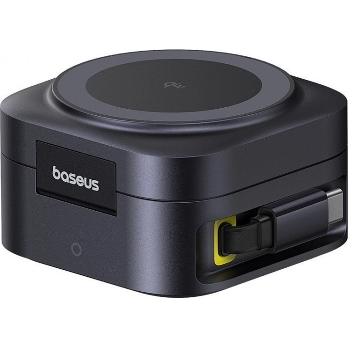 Сетевое зарядное Baseus PicoGo Series 2-in-1 Magnetic Wireless Charger Qi2 67W P10276800123-00 (черный). Фото2