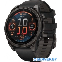 Умные часы Garmin Fenix 8 Sapphire, Titanium 47мм (угольно-черный DLC, пепельно-черный силиконовый ремешок)