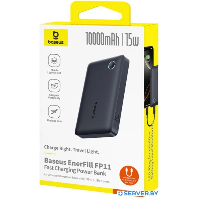 Внешний аккумулятор Baseus EnerFill FP11 10000mAh 15W (черный). Фото5