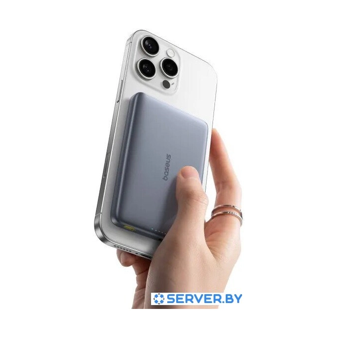 Внешний аккумулятор Baseus PicoGo AM41 Ultra-Slim Qi2 Magnetic Power Bank 10000mAh (серый). Фото3