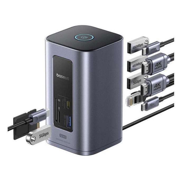 Док-станция Baseus Nomos NU1 Air Win 12-in-1 Docking Station B00568103813-00. Фото4