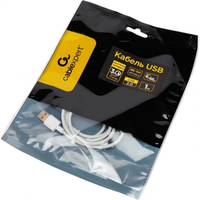 Кабель Cablexpert CC-USB2-AMCM-66W-1M-W USB Type-A - USB Type-C (1 м, белый). Фото4