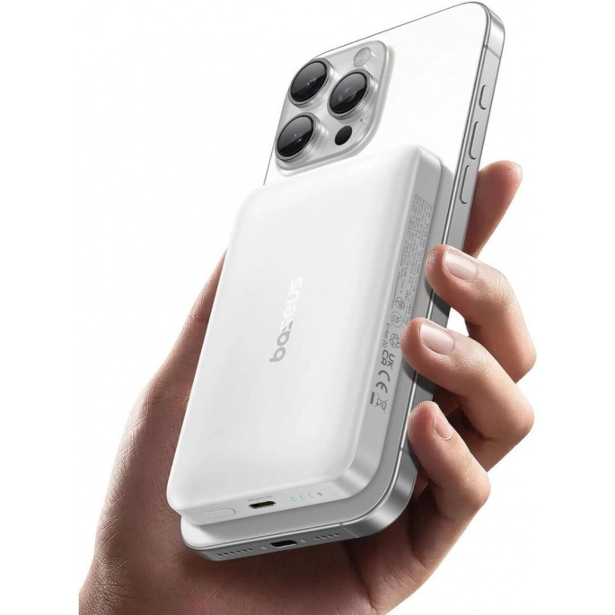 Внешний аккумулятор Baseus EnerFill FM12 Qi2 Magnetic Power Bank 22.5W 10000mAh (белый). Фото4