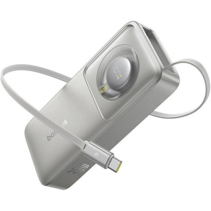 Внешний аккумулятор Baseus Free2Pull Power Bank with Retractable Cable 30W 10000mAh (серый). Фото4