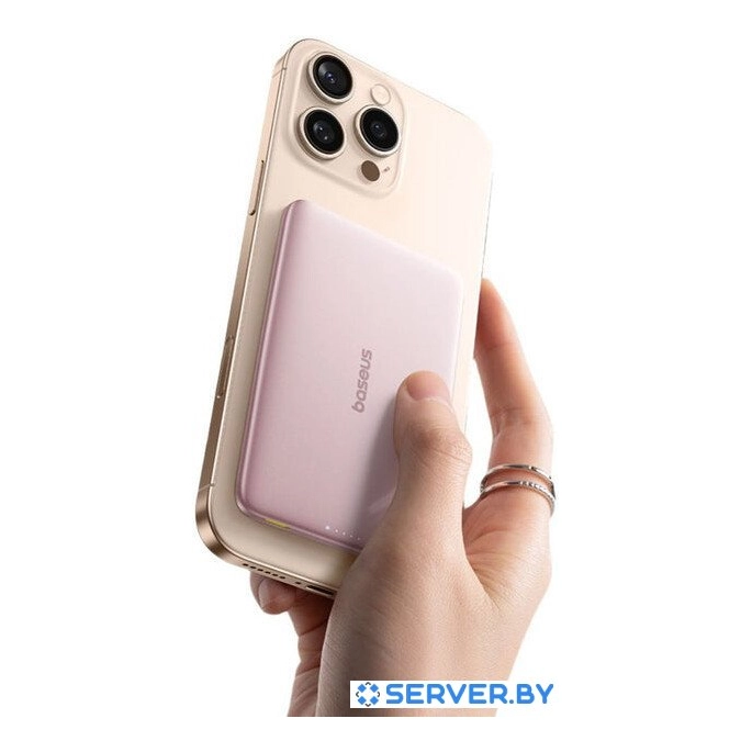 Внешний аккумулятор Baseus PicoGo AM41 Ultra-Slim Magnetic Power Bank 5000mAh (розовый). Фото4