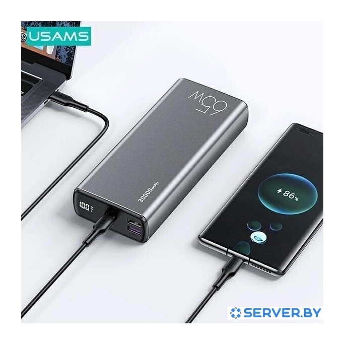 Внешний аккумулятор Usams CD165 PB59 30000mAh (темно-серый). Фото6
