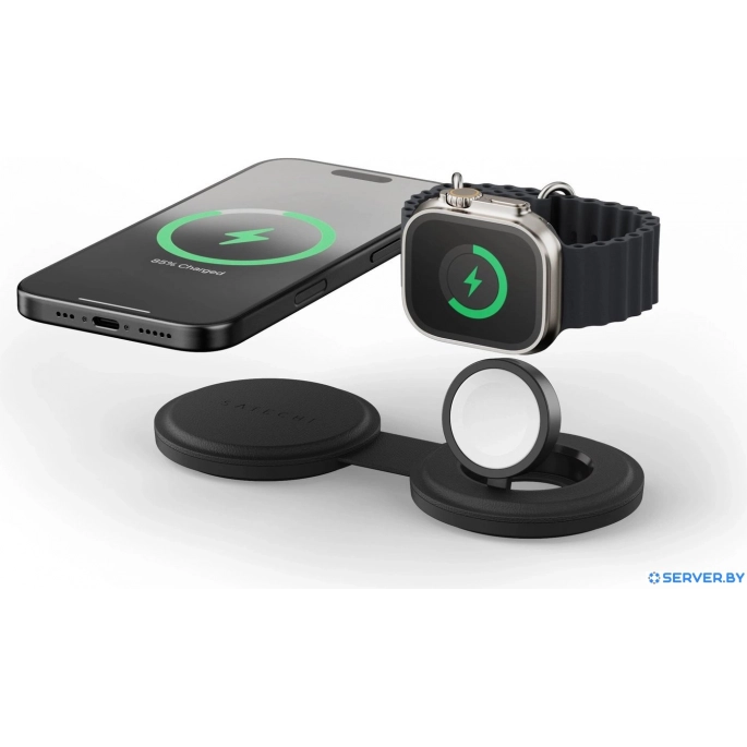 Беспроводное зарядное Satechi OntheGo 2-in-1 Charger ST-QTG21K (черный). Фото3