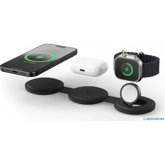 Беспроводное зарядное Satechi OntheGo 3-in-1 Charger ST-QTG31K (черный). Фото5