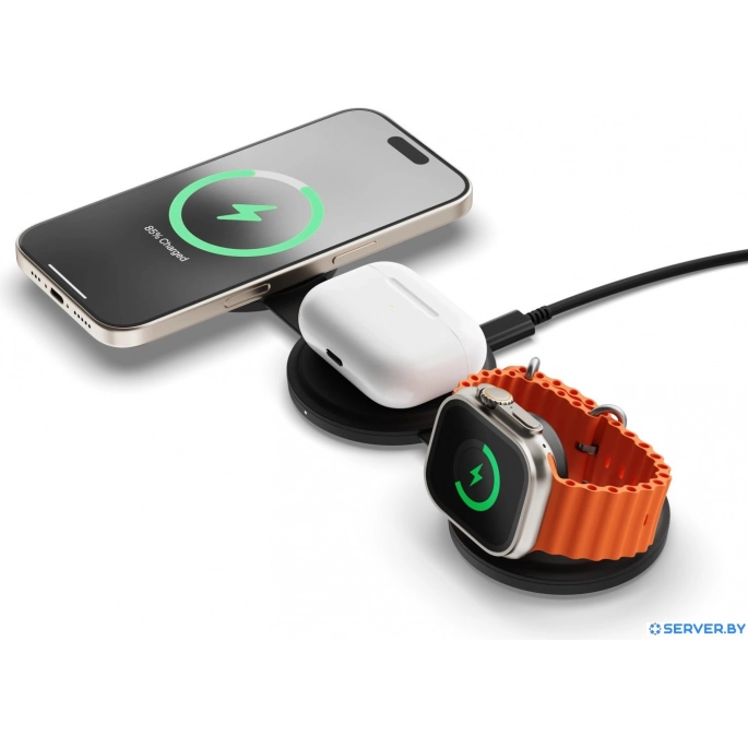 Беспроводное зарядное Satechi OntheGo 3-in-1 Charger ST-QTG31K (черный). Фото6