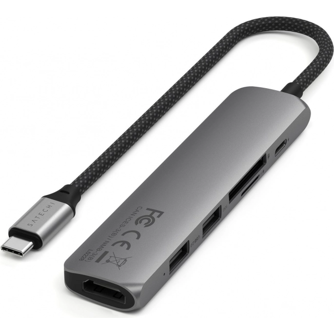Док-станция Satechi 6-in-1 USB-C Slim Multiport Adapter ST-P6SM (серый). Фото3