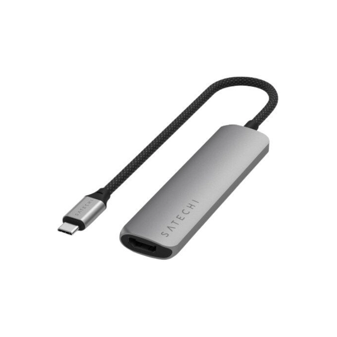 Док-станция Satechi 4-in-1 USB-C Slim Multiport Adapter 4K ST-P4SM (серый). Фото1