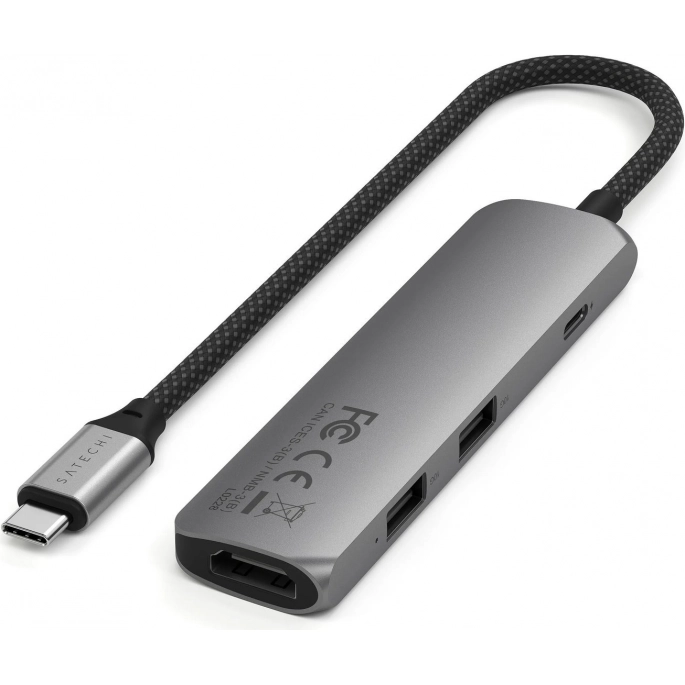 Док-станция Satechi 4-in-1 USB-C Slim Multiport Adapter 4K ST-P4SM (серый). Фото3