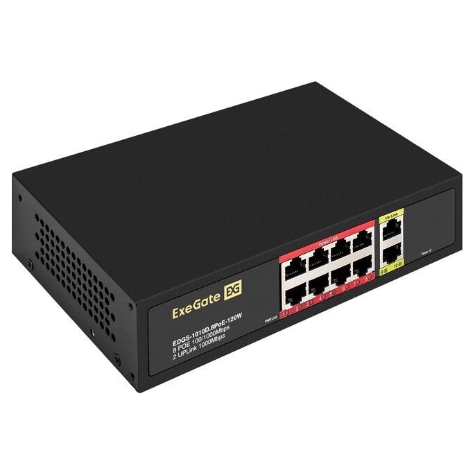 Неуправляемый коммутатор ExeGate EDGS-1010D.8PoE-120W. Фото1