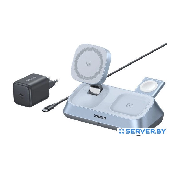 Беспроводное зарядное Ugreen MagFlow 3-in-1 W711 55677 (голубой). Фото1