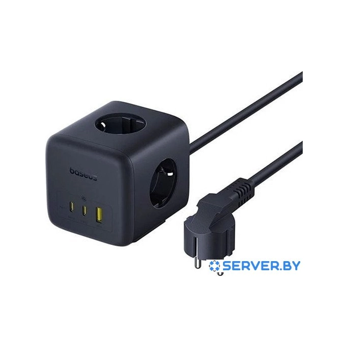 Удлинитель Baseus EnerFill FA11 Cube Power Strip 3AC+1U+2C 67W EU E00082100123-00 (1.5 м, черный). Фото2