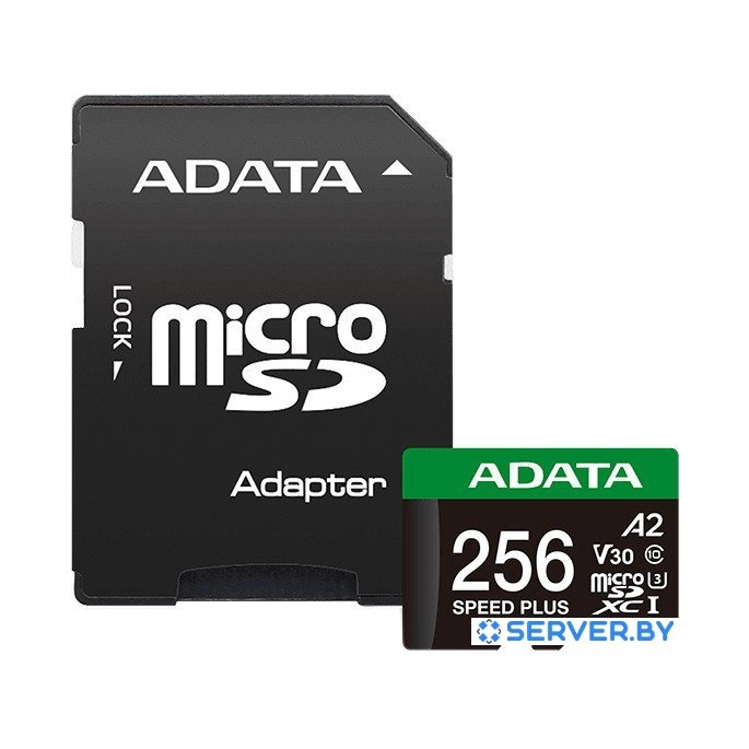 Карта памяти ADATA SPEED PLUS microSDXC 256GB UD256GUI3V30A2SP-RA1 (с адаптером). Фото1