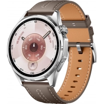 Умные часы Huawei Watch GT 6 46 мм (серебристый, с коричневым кожаным ремешком, международная версия)