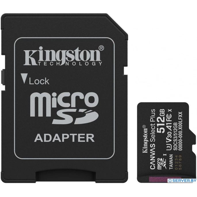 Карта памяти Kingston Canvas Select Plus microSDXC 512GB SDCS3/512GB (с адаптером). Фото1