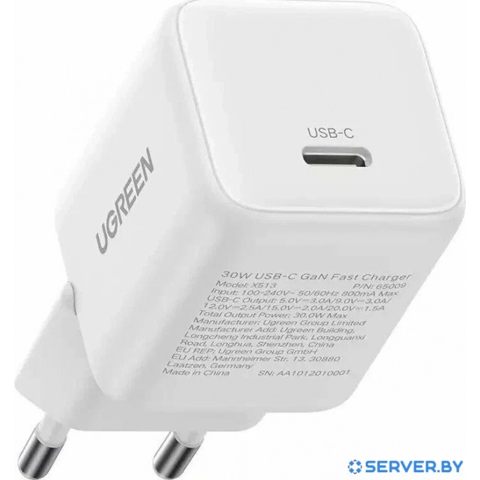 Сетевое зарядное Ugreen X513 65013 USB Type-C. Фото1