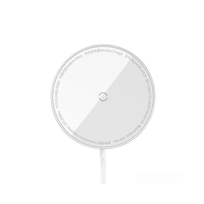 Беспроводное зарядное Baseus Simple Mini3 Magnetic Wireless Charger 15W CCJJ040012 (белый). Фото2