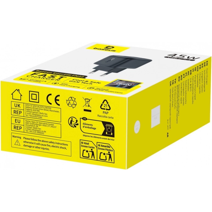 Сетевое зарядное Baseus EnerFill FN22 45W E0123300 (черный). Фото4