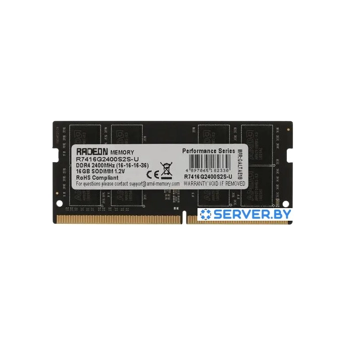 Оперативная память AMD Radeon R7 Performance Series 16ГБ DDR4 SODIMM 2400 МГц R7416G2400S2S-U. Фото1