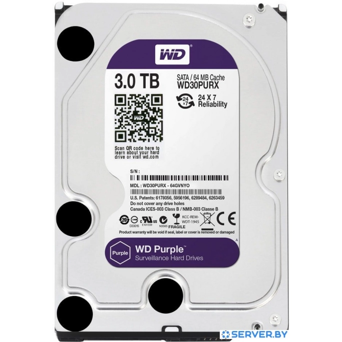 Жесткий диск WD Purple 3TB [WD30PURZ]. Фото 1