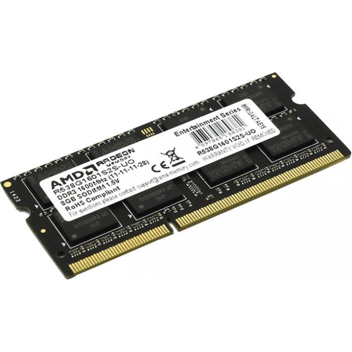 Оперативная память AMD 8GB DDR3 SO-DIMM PC3-12800 (R538G1601S2S-UO). Фото 2