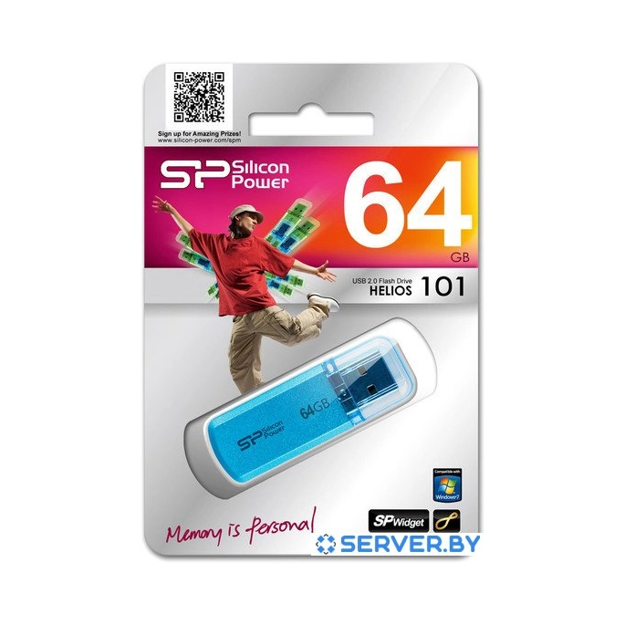 USB Flash Silicon-Power Helios 101 Blue 64GB (SP064GBUF2101V1B). Фото4