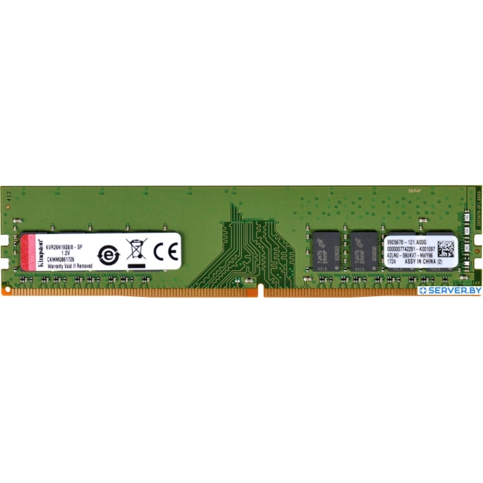 Оперативная память Kingston ValueRAM 8GB DDR4 PC4-21300 KVR26N19S8/8. Фото1