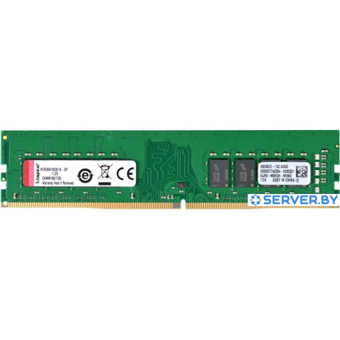 Оперативная память Kingston ValueRAM 16GB DDR4 PC4-21300 KVR26N19D8/16. Фото 1