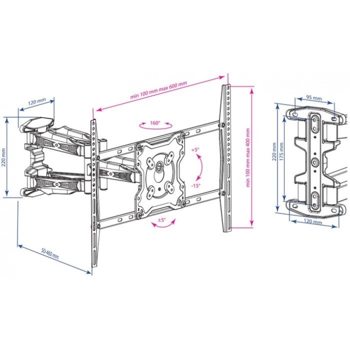 Кронштейн Kromax ATLANTIS-46 (серый). Фото 5