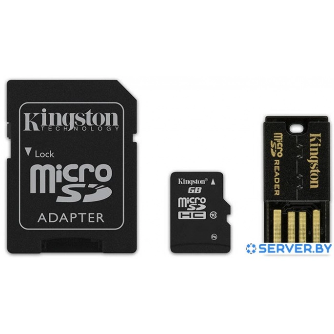 Карта памяти Kingston microSDXC (Class 10) 64GB + адаптер + карт-ридер (MBLY10G2/64GB). Фото1