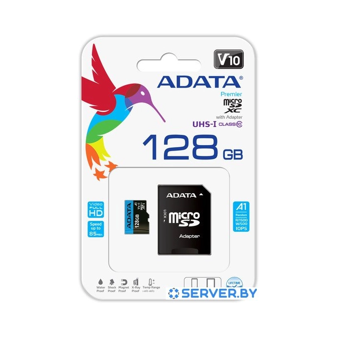 Карта памяти A-Data Premier AUSDX128GUICL10A1-RA1 microSDXC 128GB (с адаптером). Фото 4