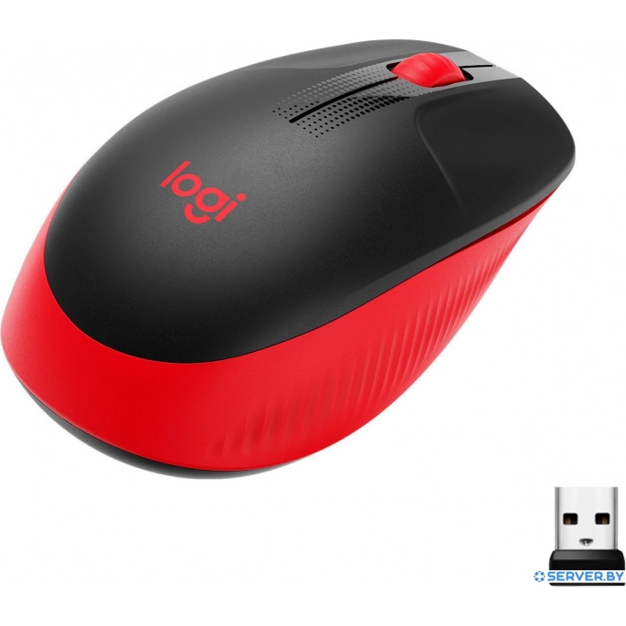 Мышь Logitech M190 (черный/красный). Фото 1